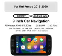 Hizpo 9 Pollici 1 Din Carplay Android Stereo per Fiat Panda 2013 - 2024 Autoradio Lettore Multimediale Video GPS DSP WIFI Unità di Testa Sistema Intelligente per Auto con Controllo Vocale AI Sistema