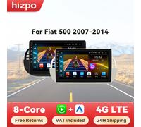 Hizpo Autoradio stereo da 9 pollici per FIAT 500 2007 - 2014 GPS 2din Autoradio Wireless CarPlay Android 13 Unità principale di navigazione automatica
