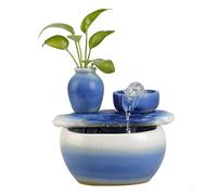 Hja Boutiques UK Funga da Tavolo in Ceramica a Gradiente Blu, Piccola Fontana da Tavolo da Interno, caratteristica dell'Acqua di Relax per casa, Ufficio, Soggiorno, Desktop