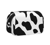 HJBNW Astuccio portamatite a forma di mucca bianco e nero, con scomparti multipli, grande capacità, astuccio portatile per trucchi per uomini e donne