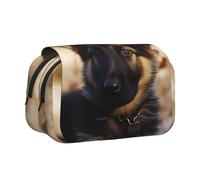 HJBNW Astuccio portamatite con cucciolo di pastore tedesco, con scomparti multipli, grande capacità, astuccio portatile per trucchi per uomini e donne