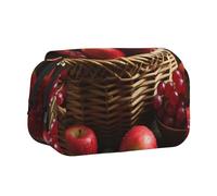 HJBNW Red Fruit in a Basket, astuccio per matite con scomparti multipli, grande capacità, astuccio portatile per trucchi per uomo e donna