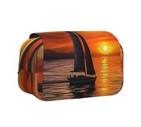 HJBNW Sunrise - Astuccio portamatite con barca a vela, con scomparti multipli, grande capacità, astuccio portatile per trucchi per uomo e donna
