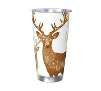 HJBNW Tumbler da 590 ml in acciaio inossidabile con coperchio e cannuccia a doppia parete isolata sottovuoto tazza da caffè da viaggio natalizia decorare e cervo tazze da caffè riutilizzabili tazza da