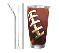 HJBNW Tumbler da 590 ml in acciaio inossidabile con coperchio e cannuccia a doppia parete isolata sottovuoto tazza da caffè da viaggio fiammeggiante football americano tazza da caffè riutilizzabile