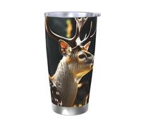 HJBNW Tumbler da 590 ml in acciaio inossidabile con coperchio e cannuccia a doppia parete isolata sottovuoto tazza da caffè da viaggio cervo in selvaggio tazze da caffè riutilizzabili tazza da viaggio