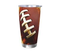 HJBNW Tumbler da 590 ml in acciaio inossidabile con coperchio e cannuccia a doppia parete isolata sottovuoto tazza da caffè da viaggio fiammeggiante football americano tazza da caffè riutilizzabile