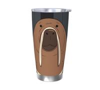 HJBNW Tumbler da 590 ml in acciaio inossidabile con coperchio e cannuccia a doppia parete isolata sottovuoto tazza da caffè tricheco tazze da caffè tazze da viaggio riutilizzabile tazza termica