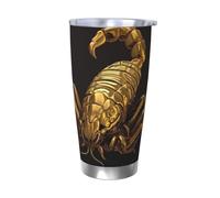 HJBNW Tumbler da 590 ml in acciaio inossidabile con coperchio e cannuccia a doppia parete isolata sottovuoto tazza da caffè da viaggio scorpione oro tazze da caffè riutilizzabili tazza da viaggio
