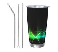 HJBNW Tumbler da 590 ml in acciaio inossidabile con coperchio e cannuccia a doppia parete isolata sottovuoto tazza da caffè da viaggio fresca musica onda sonora tazze da caffè riutilizzabili tazza da