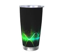 HJBNW Tumbler da 590 ml in acciaio inossidabile con coperchio e cannuccia a doppia parete isolata sottovuoto tazza da caffè da viaggio fresca musica onda sonora tazze da caffè riutilizzabili tazza da