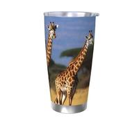 HJBNW Tumbler da 590 ml in acciaio inossidabile con coperchio e cannuccia a doppia parete isolata sottovuoto tazza da caffè da viaggio Africa Wildlife Giraffe tazza da caffè riutilizzabile tazza da