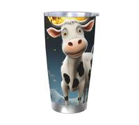 HJBNW Tumbler da 590 ml in acciaio inossidabile con coperchio e cannuccia doppia parete isolata sottovuoto tazza da caffè da viaggio mucca sopra la luna tazze da caffè riutilizzabili tazza da viaggio