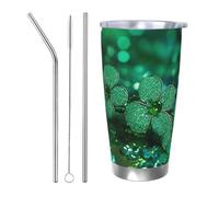 HJBNW Tumbler da 590 ml in acciaio inossidabile con coperchio e cannuccia doppia parete isolata sottovuoto tazza da caffè da viaggio verde scintillante primavera tazza da caffè riutilizzabile tazza da
