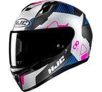 HJC C10 Aspa Casco, nero-rosa-blu-argento, taglia XL per maschi