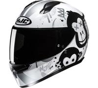 HJC C10 Geti Casco per ragazzi, nero-bianco-argento, taglia 3XS per bambini