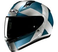 HJC C10 Tez Casco, bianco-turchese-blu, taglia L per maschi