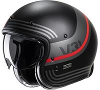 HJC V31 Byron Retro Casco Jet, nero-grigio-rosso, taglia L per maschi