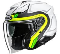 HJC Casco Jet F31 BASK MC3HSF Bianco-Grigio-Giallo-Fluo Taglia L