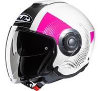 HJC i40N Pyle Casco Jet, nero-bianco-rosa, taglia L per maschi