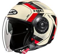 HJC i40N Velu Casco Jet, beige/rosso/nero, Taglia L (58/59)