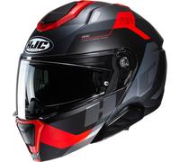 HJC i91 Carst Casco, nero-grigio-rosso, taglia M per maschi