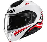 HJC i91 Tricus Casco, nero-bianco-rosso, taglia 2XL per maschi