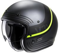 HJC V31 Byron Retro Casco Jet, grigio-giallo, taglia XL per maschi
