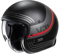 HJC V31 Byron Retro Casco Jet, nero-grigio-rosso, taglia XS 54 55 per maschi