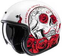HJC V31 Desto Retro Casco Jet, bianco-rosso, taglia L per maschi