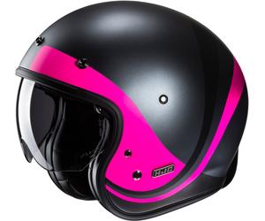 HJC V31 Emgo Retro Casco Jet, nero/rosa, Taglia XS (54/55)