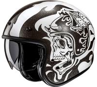 HJC V31 Flame Casco jet, Bianco/nero, Taglia XL (60/61)