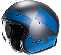 HJC V31 Kuz Retro Casco Jet, nero/blu, Taglia L (58/59)