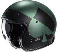 HJC V31 Kuz Retro Casco Jet, nero/verde, Taglia M (57/58)