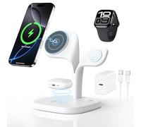 HJCE Caricatore Wireless 3 in 1 per iPhone MagSafe Stazione Ricarica per iPhone 17e Air 17 16 15 14 13 12 Series, per Apple Watch 11/10/9/8/7/6/5/4/3/2/SE/Ultra, per AirPods 3/2/Pro