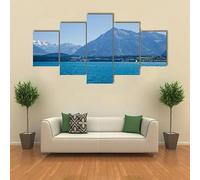 HJDGLP Stampe e Quadri su Tela 5 Pezzi Lago di Thun, Svizzera Poster Wall Art Quadro su Tela Modulare quadri moderni camera da letto Soggiorno Decorazione Pronto da appendere regalo 100x55cm