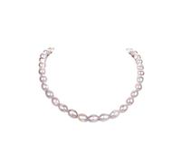 HJDIPCKYVG 17 "10x12mm Pearl White Black Gray Viola Riso d'acqua dolce perla collana chiusura, White, Agata