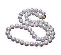 HJDIPCKYVG - Collana di perle da 8 a 9 mm per donna, collana di perle rotonde da 14 carati, gioielli da matrimonio, regalo fine, White pearl necklace, Agata