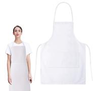 HJDJBD Grembiule da cucina da donna, Apron, grembiuli, da donna, per adulti, unisex, durevole, comodo, da forno, Aprons, con tasca anteriore, lavabile, per cucinare, cuocere, cucina, bianco, Taglia