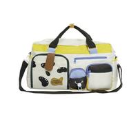HJDMO - Borsa da ospedale da donna, grande, 20-35 l, in nylon, con design a blocchi di colore, borsa da palestra a tracolla per viaggi notturni, Giallo, 45cm×21.5cm×27cm, Casual