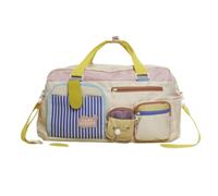 HJDMO - Borsa da ospedale da donna, grande, 20-35 l, in nylon, con design a blocchi di colore, borsa da palestra a tracolla per viaggi notturni, rosa, 45cm×21.5cm×27cm, Casual