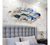 HJDSUDU Decorazione da Parete Pesce in Metallo dell'Oceano Costiero, Grande Scultura Parete Pesce 3D, Decorazione Appendere Pesce Dipinto a Mano, Decorazioni d'Arte Parete Pesce Artigianali, 126x53cm