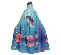 HJFCZH Adorabile delfino stampato Halloween adulto mantello con cappuccio super grande mantello con cappuccio