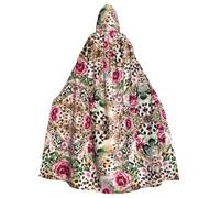HJFCZH Animal Tiger Leopard Print Rose Flower Prints Mantello con cappuccio - Mantello extra large con coulisse, strato accogliente