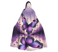 HJFCZH Bellissimo mantello viola con cappuccio per adulti con immagine di farfalla per Halloween che garantisce una facile manutenzione e un uso duraturo