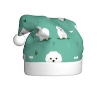 HJFCZH Bichon On The Grass - Cappello natalizio per adulti, con tesa morbida e soffice, leggero e confortevole