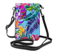 HJFCZH Borsa a tracolla in pelle con pianta tropicale fiore rosa | Elegante e compatto Sling Cover per donne, accessorio da viaggio perfetto
