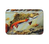HJFCZH Brook - Tappetino da bagno con stampa di pesca a mosca, 40 x 60 cm, in poliestere resistente con retro antiscivolo, per bagno, toeletta e suite per gli ospiti