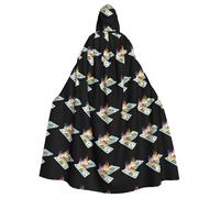 HJFCZH Burning Desire Pattern Halloween adulto mantello con cappuccio super grande mantello con cappuccio con papillon, senza cerniera