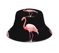HJFCZH Cappello alla pescatora riflettente con fenicottero che tocca delicatamente l'acqua, unisex, protezione solare, copricapo per uomini e donne, nero